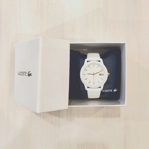 White and gold lacoste silicone watch 36 mm in box